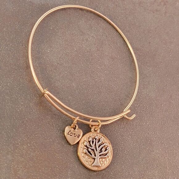 NEW Gold Tree of Life Love Heart Expandable Charm Bracelet - Picture 3 of 6